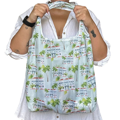 Singapore Shophouse Foldable Shopping Bag - Green