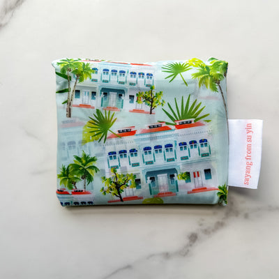 Singapore Shophouse Foldable Shopping Bag - Green