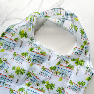 Singapore Shophouse Foldable Shopping Bag - White