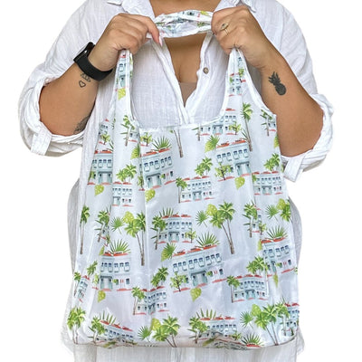 Singapore Shophouse Foldable Shopping Bag - White
