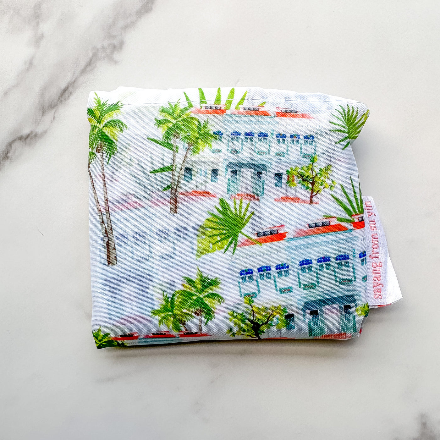 Singapore Shophouse Foldable Shopping Bag - White