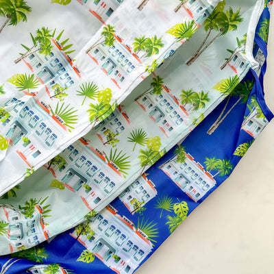 Singapore Shophouse Foldable Shopping Bag - Green