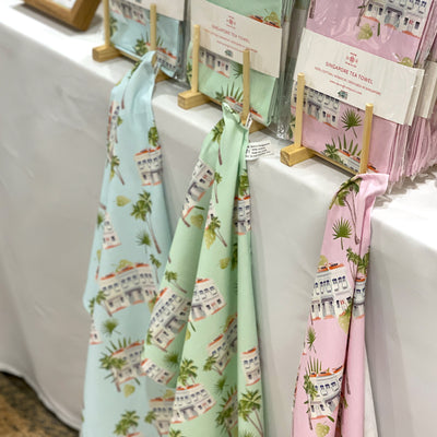 Singapore - Pink Shophouse Tea Towel