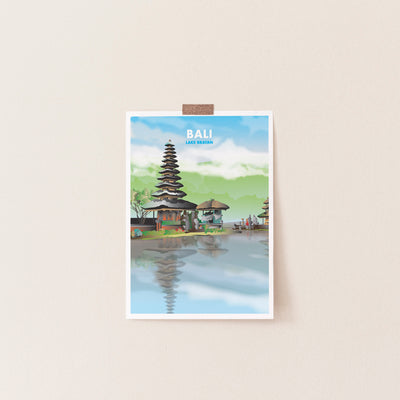 Bali - Lake Bratan Illustrated Print