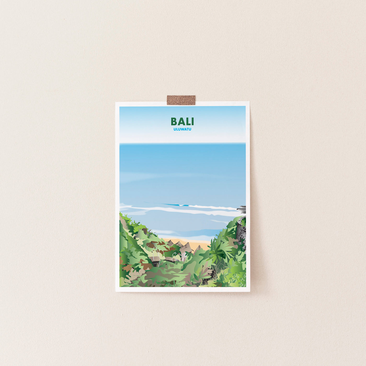 Bali - Uluwatu Beach Illustrated Print