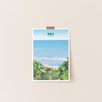 Bali - Uluwatu Beach Illustrated Print