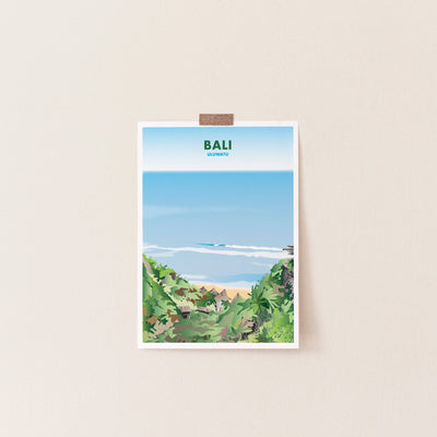 Bali - Uluwatu Beach Illustrated Print