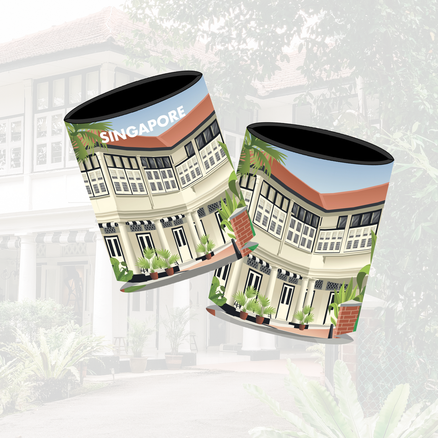 Black and White House Singapore Stubby Holder