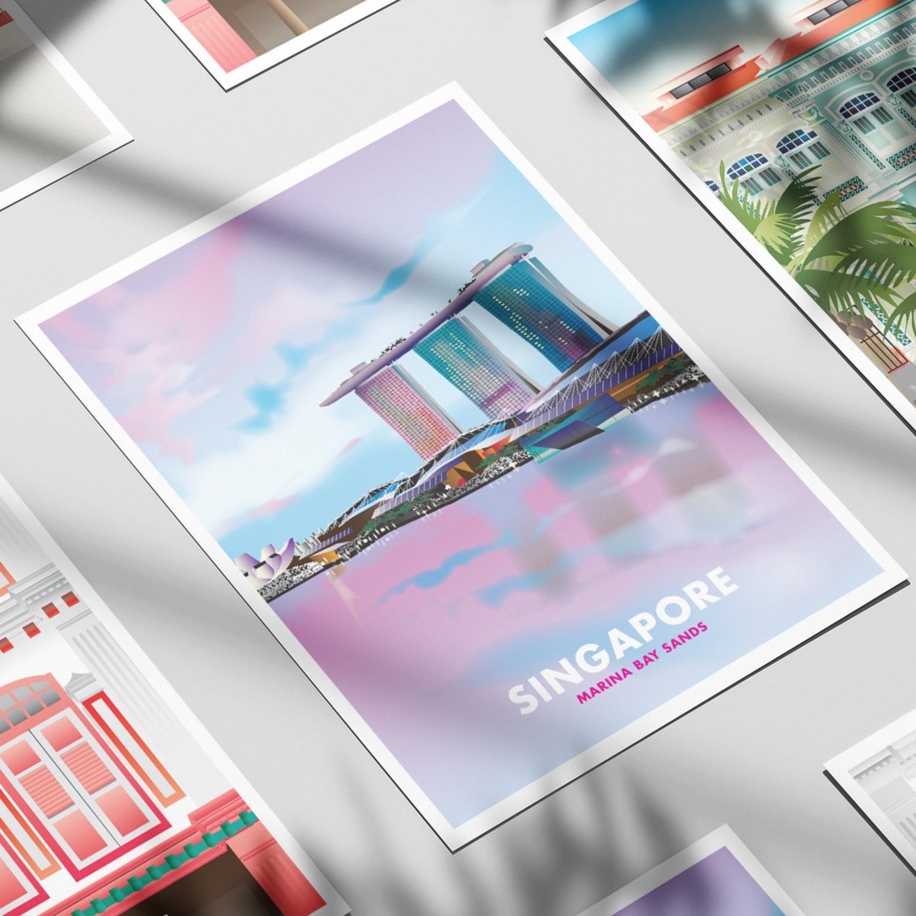 Singapore - Marina Bay Sands Sunset Illustrated Print
