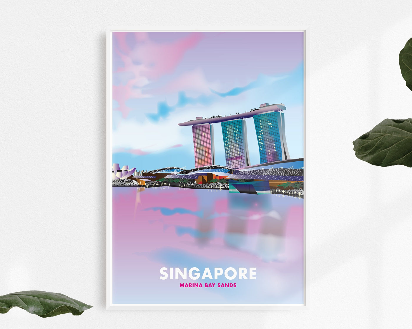 Singapore - Marina Bay Sands Sunset Illustrated Print