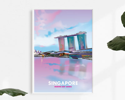 Singapore - Marina Bay Sands Sunset Illustrated Print