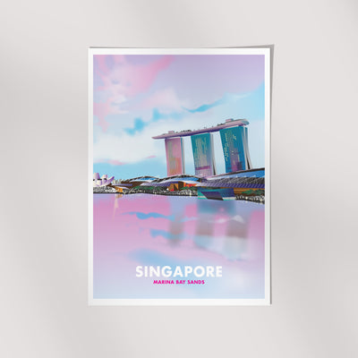 Singapore - Marina Bay Sands Sunset Illustrated Print