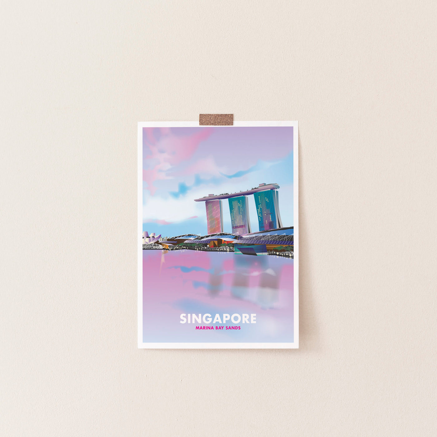 Singapore - Marina Bay Sands Sunset Illustrated Print