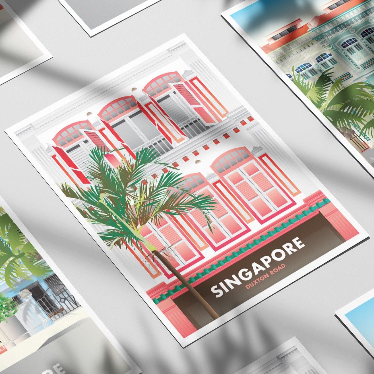 Singapore - Duxton Road Shophouse Illustrated Print