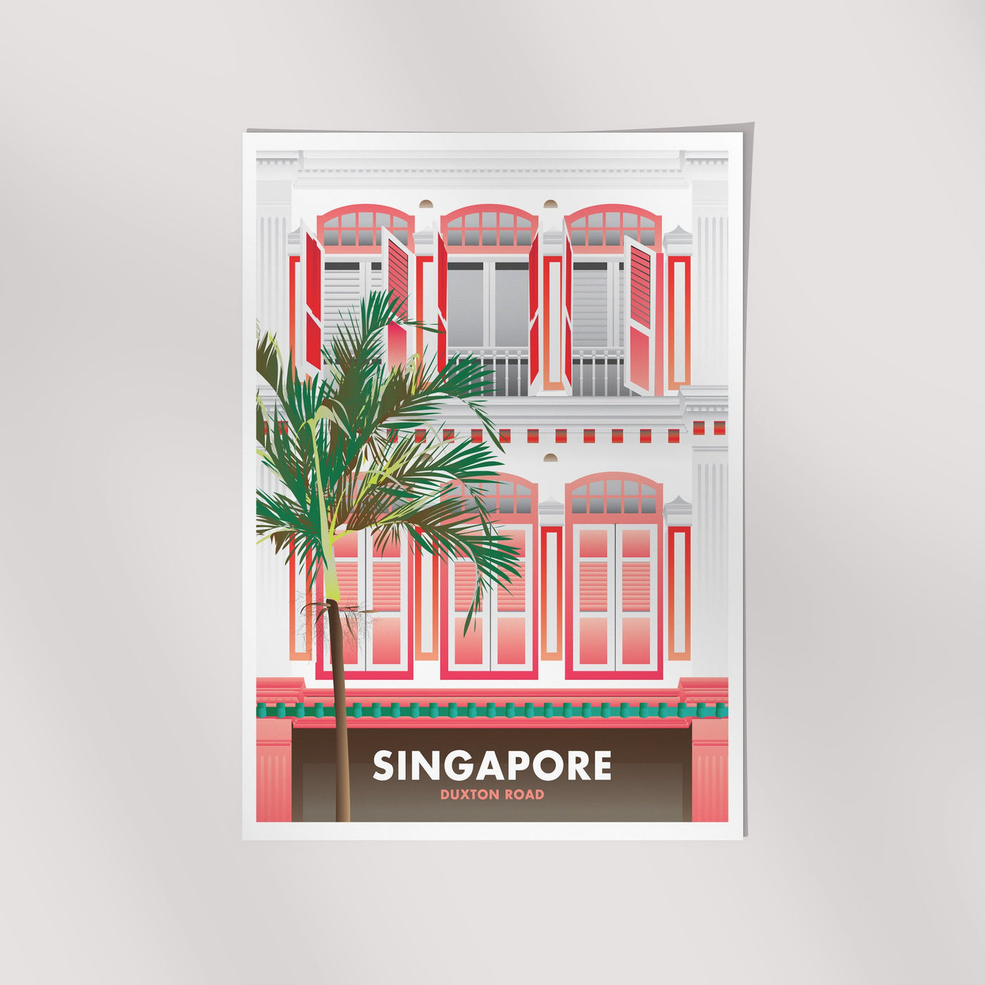 Singapore - Duxton Road Shophouse Illustrated Print
