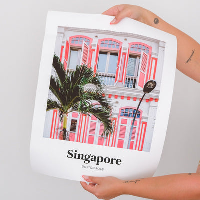 Singapore - Red Duxton Road Shophouse Print