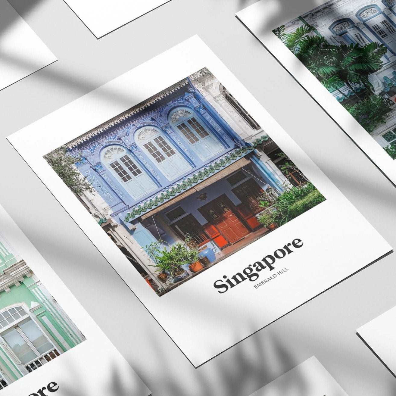 Singapore - Emerald Hill Blue Shophouse Print