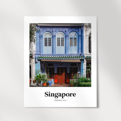 Singapore - Emerald Hill Blue Shophouse Print