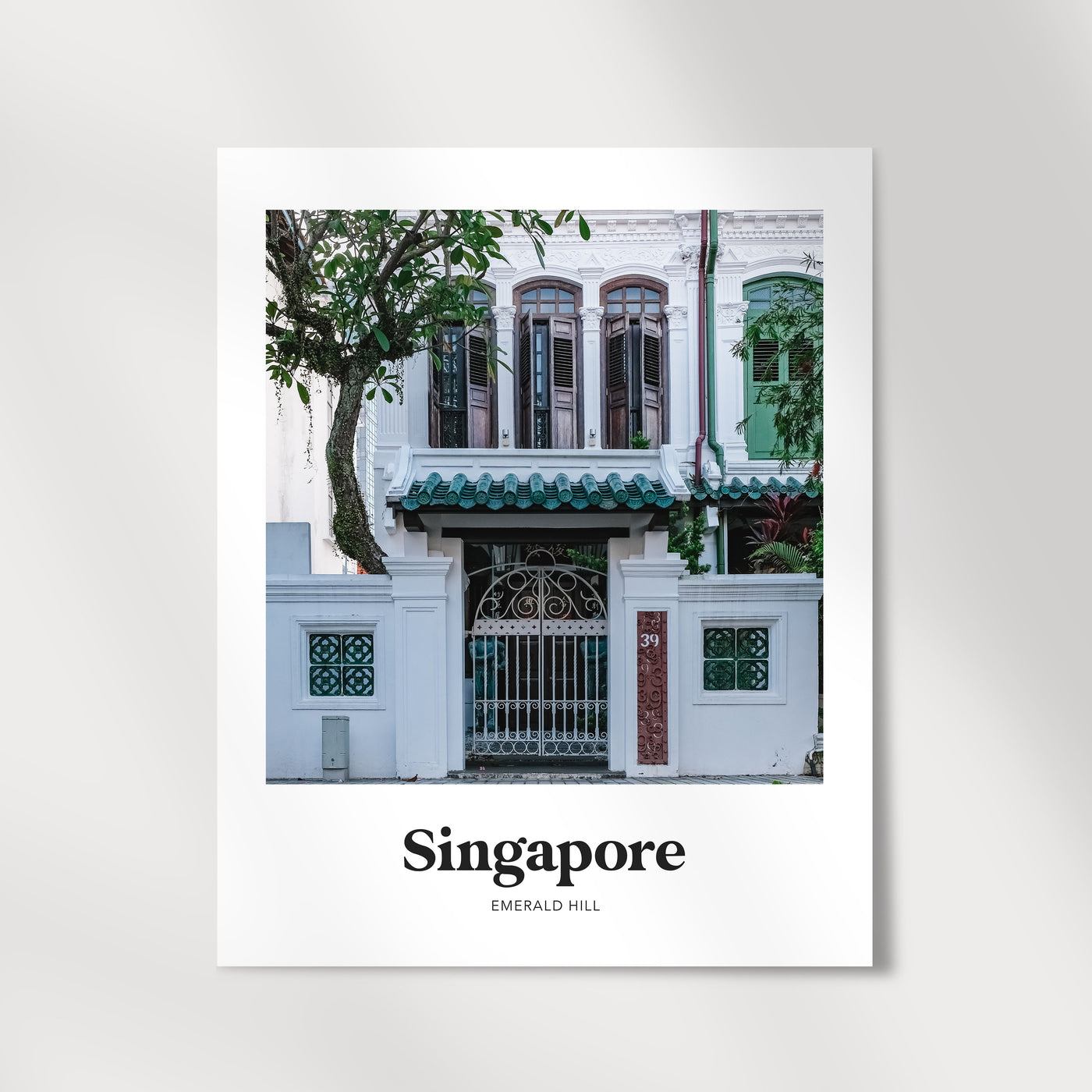 Singapore - Emerald Hill White Shophouse Print