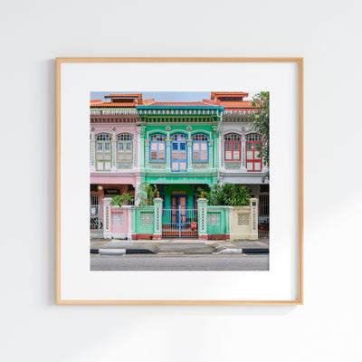 Singapore - Square Green Joo Chiat Shophouse Print