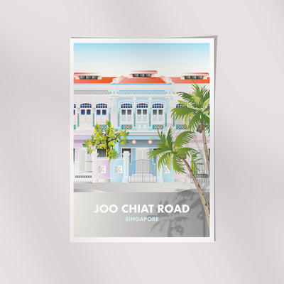 Singapore - Blue Joo Chiat Shophouse Illustrated Print