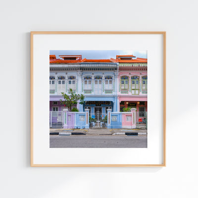 Singapore - Square Blue Joo Chiat Shophouse Print