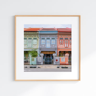 Singapore - Square Grey Joo Chiat Shophouse Print