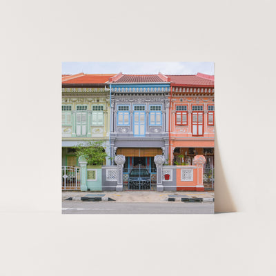Singapore - Square Grey Joo Chiat Shophouse Print