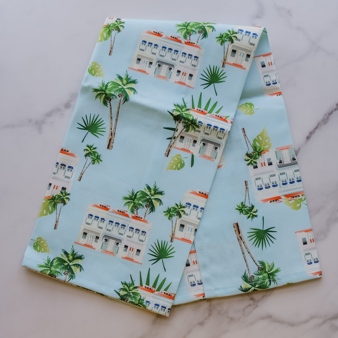 Singapore - Blue Shophouse Tea Towel