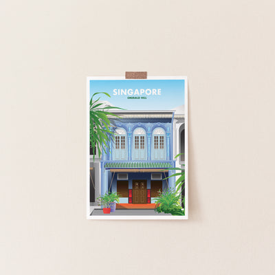 Singapore - Emerald Hill Illustrated Print