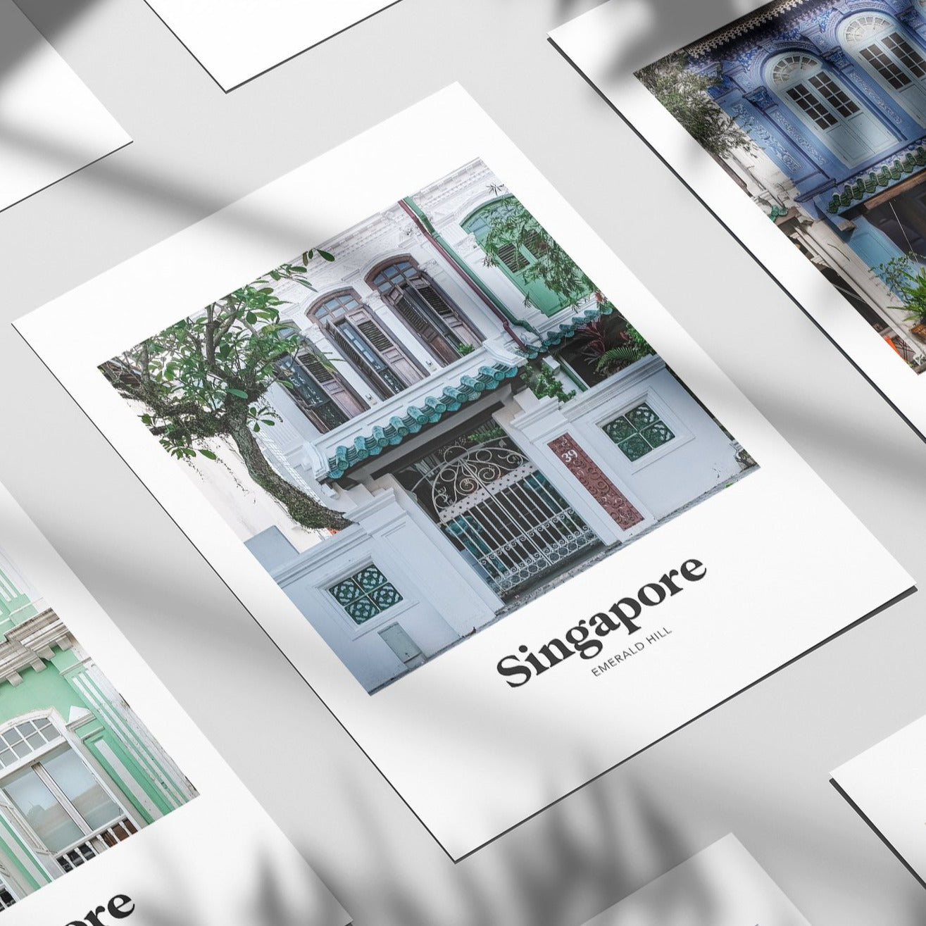Singapore - Emerald Hill White Shophouse Print