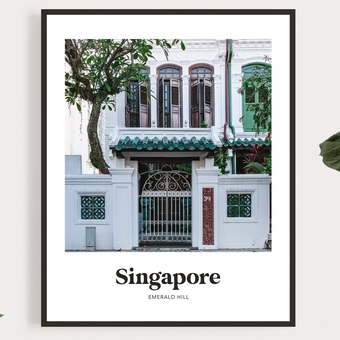 Singapore - Emerald Hill White Shophouse Print