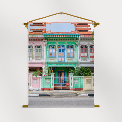 Singapore - Green Joo Chiat Shophouse Canvas Scroll