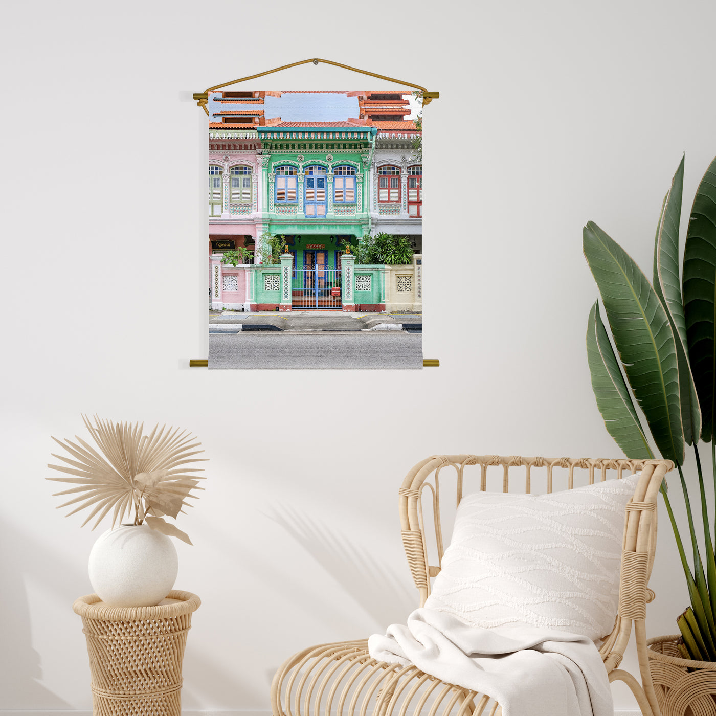 Singapore - Green Joo Chiat Shophouse Canvas Scroll