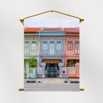 Singapore - Grey Joo Chiat Shophouse Canvas Scroll