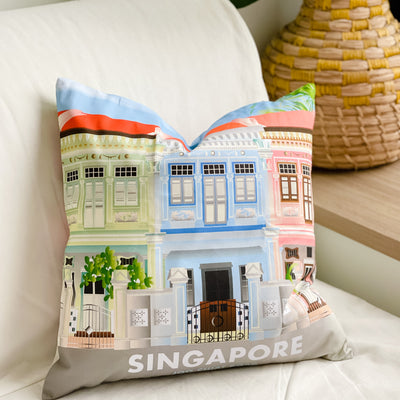 Singapore - Joo Chiat Shophouse Cushion Cover 45x45cm