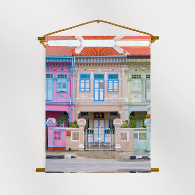 Singapore - Orange Joo Chiat Shophouse Canvas Scroll