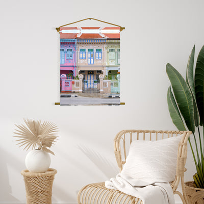 Singapore - Orange Joo Chiat Shophouse Canvas Scroll