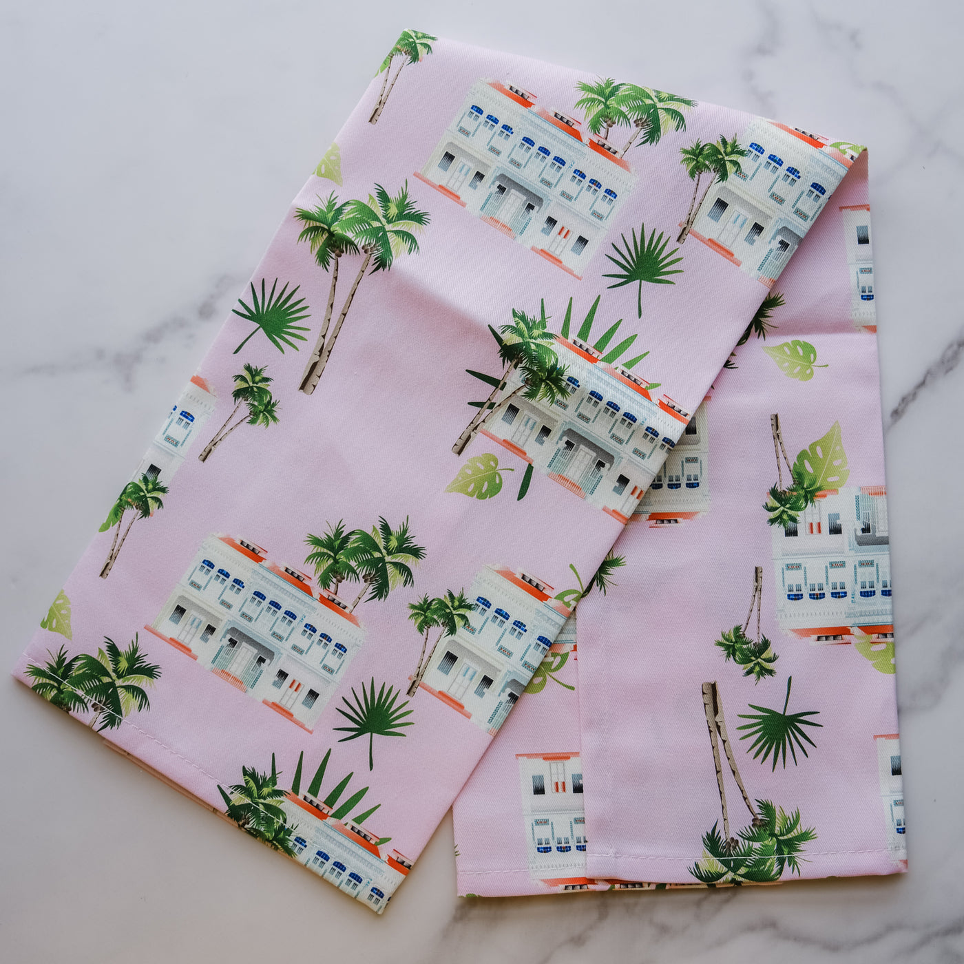 Singapore - Pink Shophouse Tea Towel