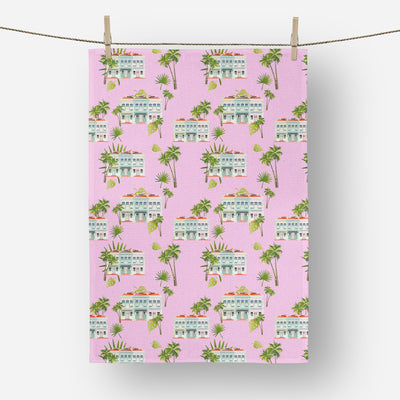 Singapore - Pink Shophouse Tea Towel