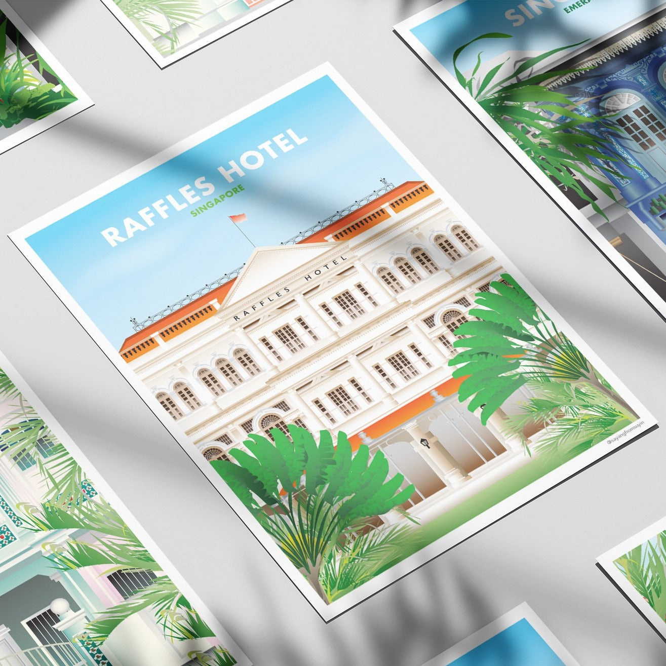 Singapore - Raffles Hotel Illustrated Print