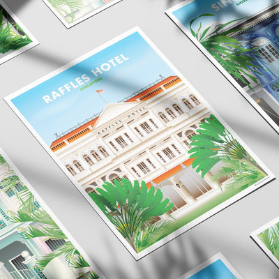 Singapore - Raffles Hotel Illustrated Print