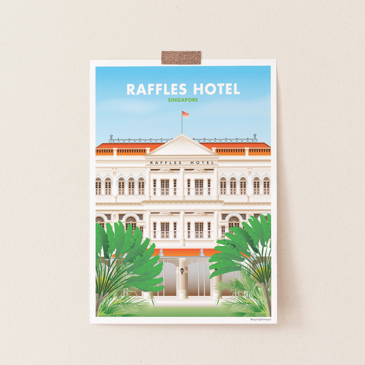 Singapore - Raffles Hotel Illustrated Print