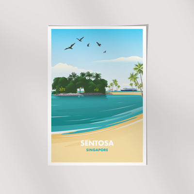 Singapore - Sentosa Beach Illustrated Print