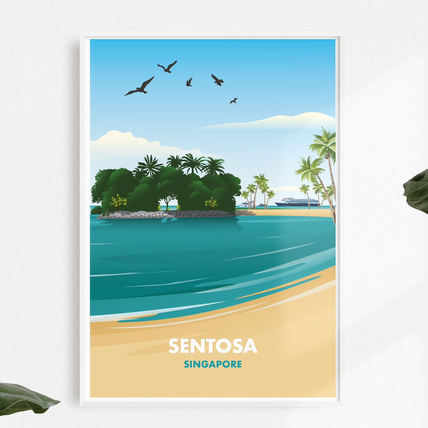 Singapore - Sentosa Beach Illustrated Print