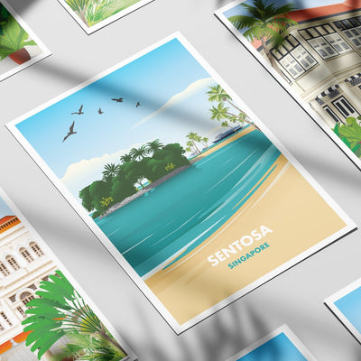 Singapore - Sentosa Beach Illustrated Print