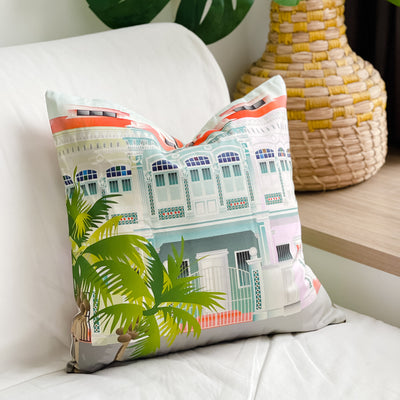 Singapore - Koon Seng Road Shophouse Cushion Cover 45x45cm