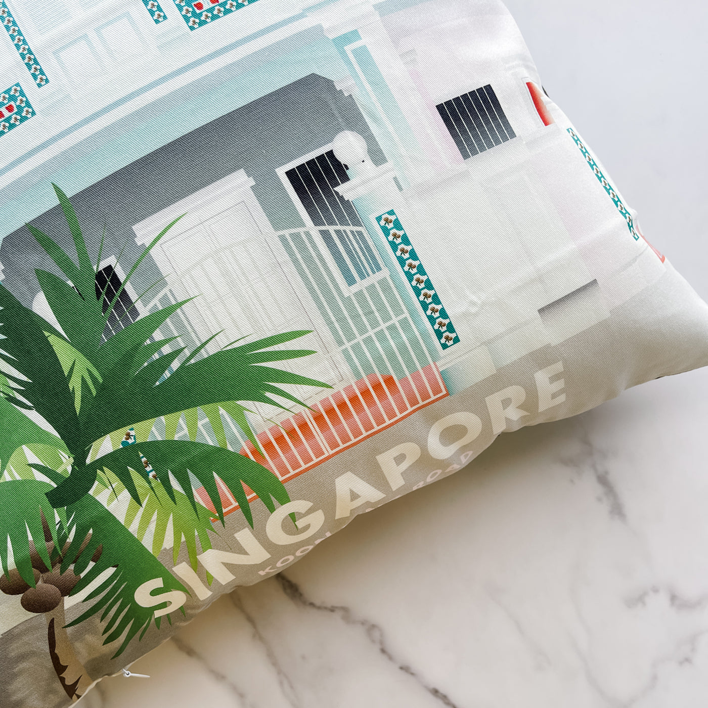 Singapore - Koon Seng Road Shophouse Cushion Cover 45x45cm