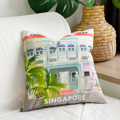 Singapore - Koon Seng Road Shophouse Cushion Cover 45x45cm