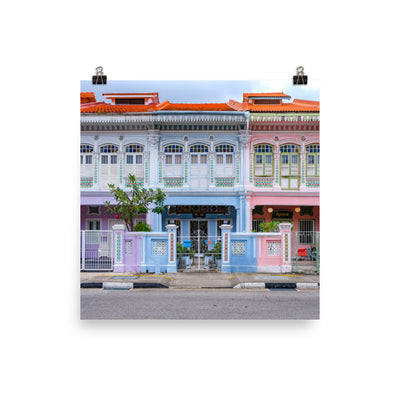 Singapore - Square Blue Joo Chiat Shophouse Print